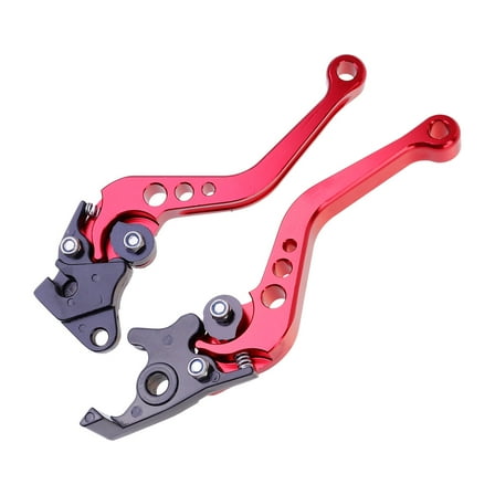 KALLORY 1 Pair Adjustable Red Motorcycle Brake and Clutch Levers with Comfortable Hand Grip for Motorbike