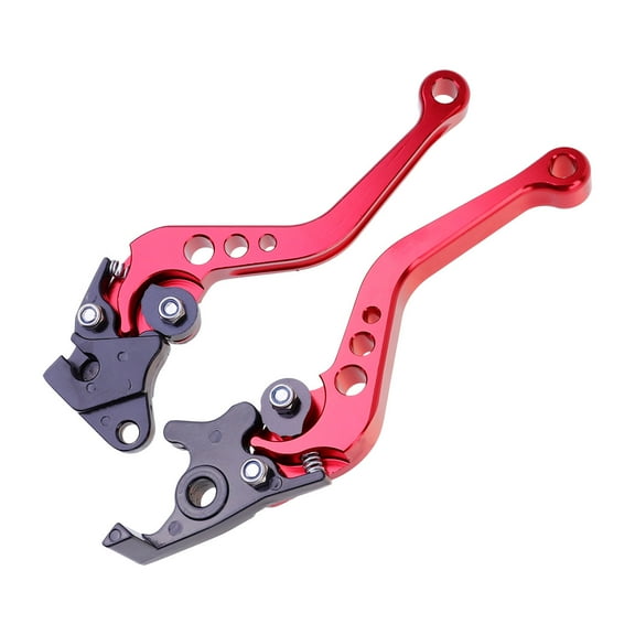 KALLORY 1 Pair Adjustable Red Motorcycle Brake and Clutch Levers with Comfortable Hand Grip for Motorbike