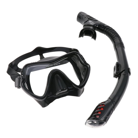 Gongxipen 1 Set Silicone Snorkeling Mask Respirator Kit Snorkeling Mirror Set Silicone Snorkeling Suit for Men and Women (Black)