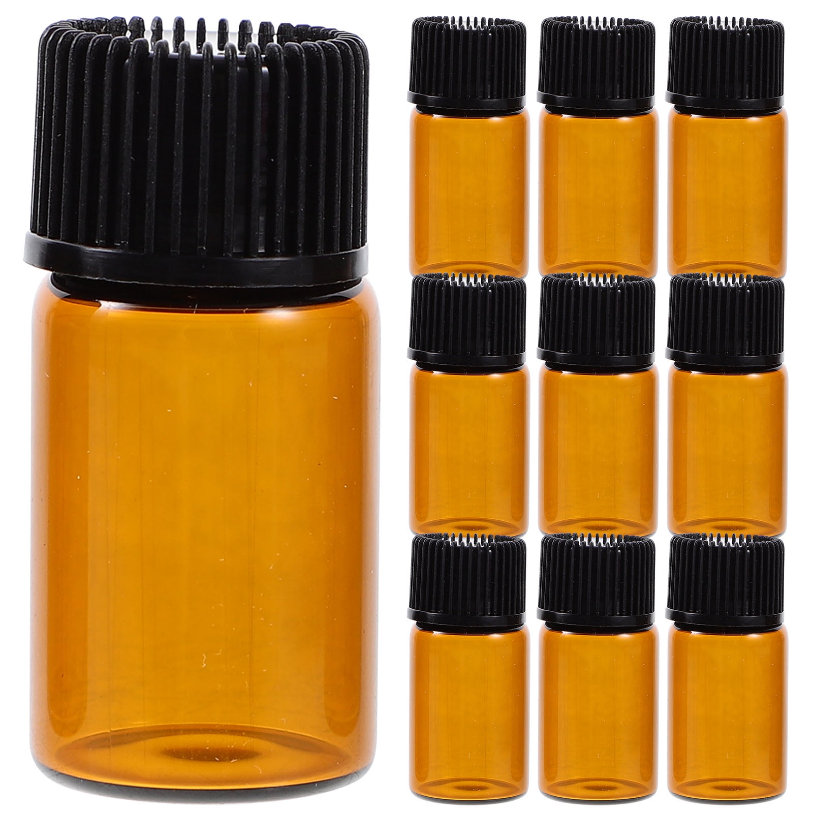 Gongxipen 12 PC 3ml Mini Amber Glass Vial Bottles with Orifice Reducer and for Essential Oils