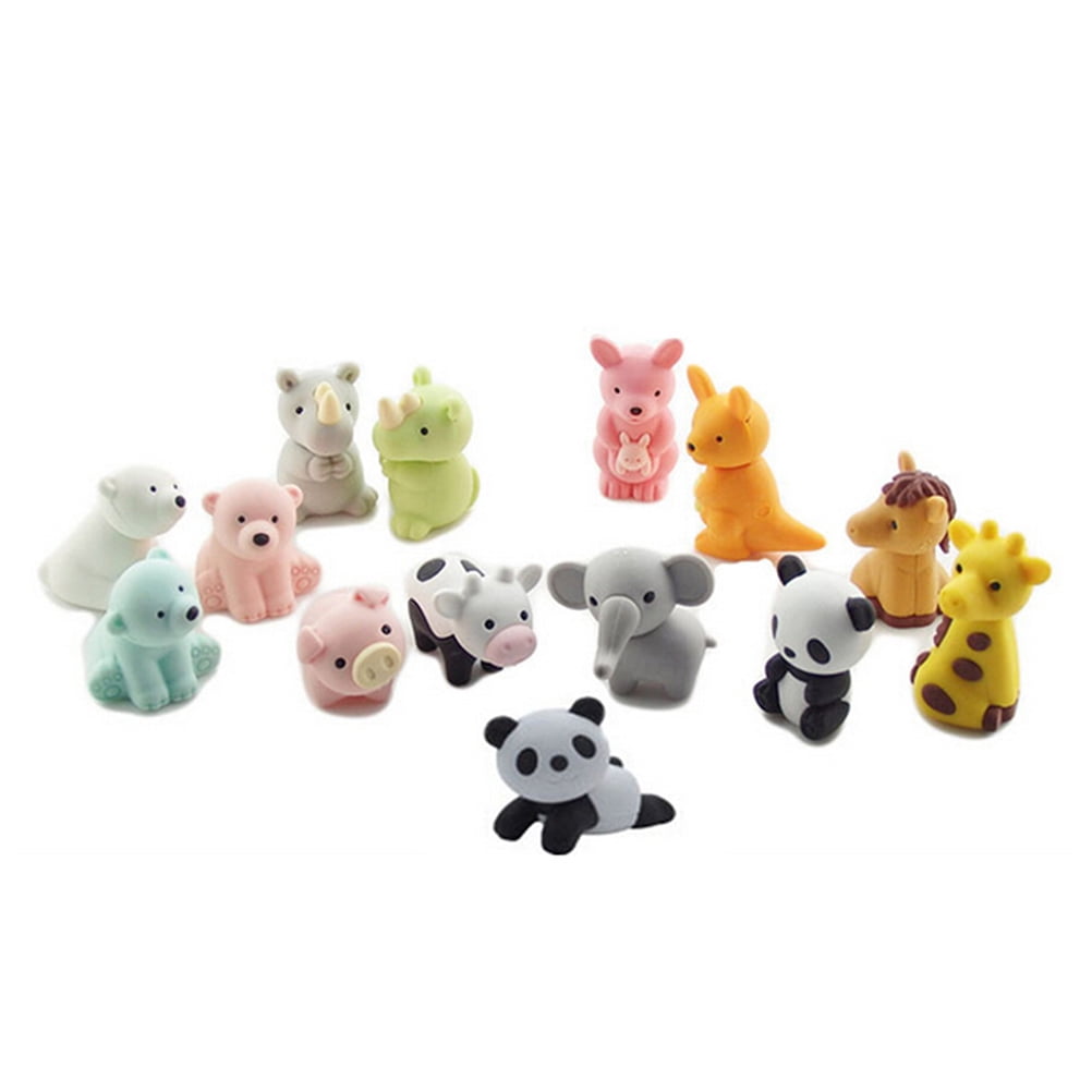 Gongxipen 20pcs Adorable Pencil Eraser Set Zoo Animal Eraser Collection