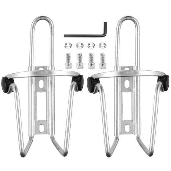 Gongxipen 2PCS Outdoor Riding Aluminum Alloy Cycling Drink Water Bottle Racks Holders Cages Bike Bottle Cup Mount Brackets with 4 Screws and 1 Wrench (Silver)