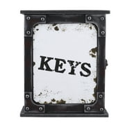 Gongxipen Distress European Style Wooden Key Box Wall Mounted Ketters Printed Hanging Case Key Holder Key Organizer (White)