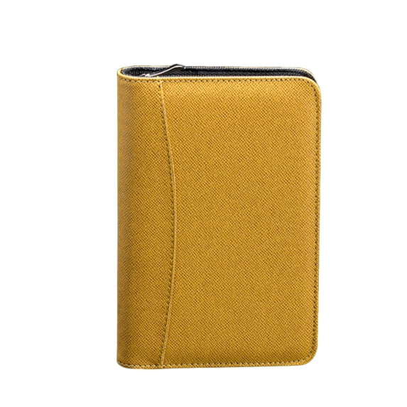 Gongxipen PU Leather Cover A6 Zipper Notebook Loose-Leaf Business Notepad With Calculator (Yellow)