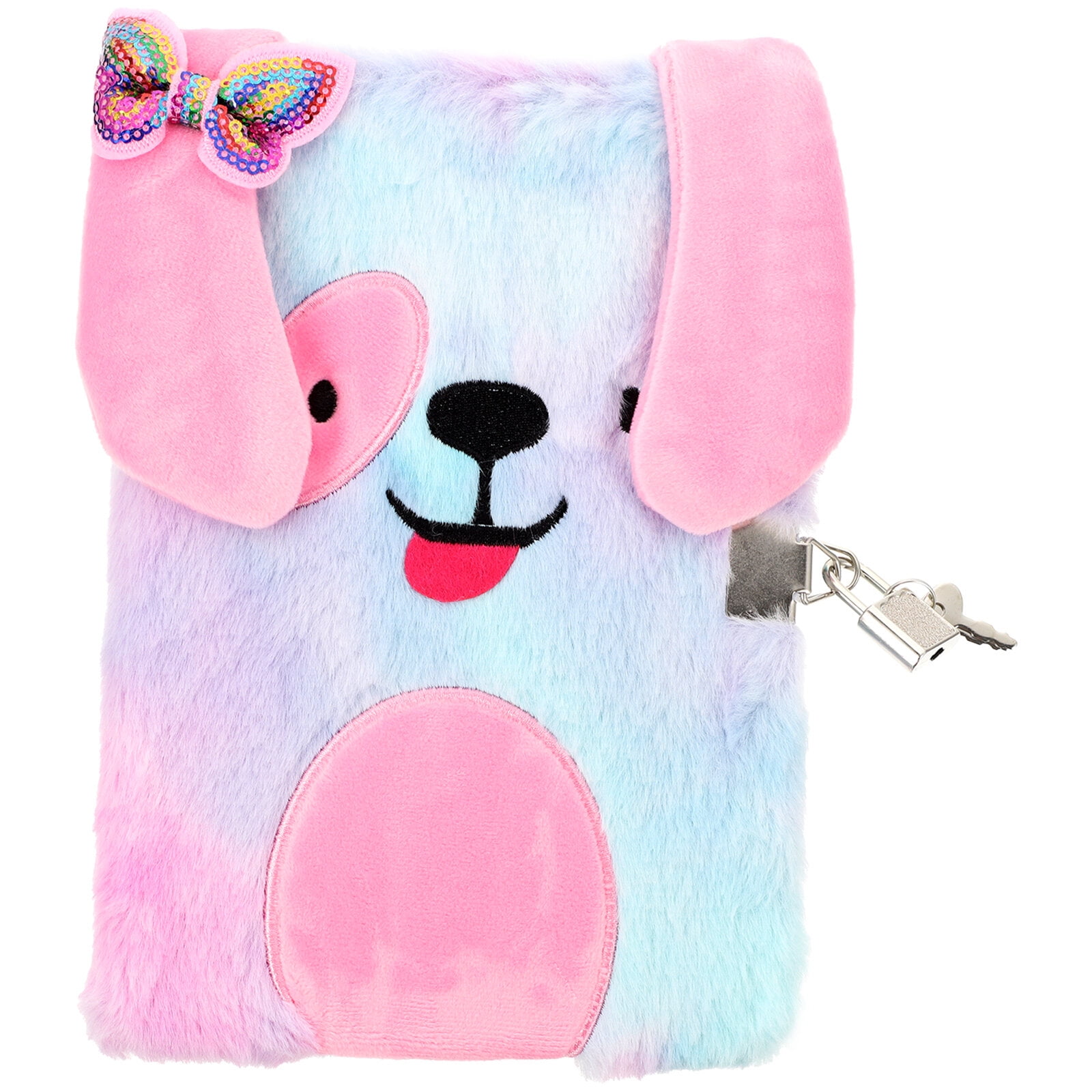 Gongxipen Plush Cover Diary Plush Notebook with Lock Colorful Notebook ...