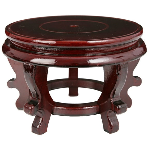 KALLORY Bathroom Plant Stand Wooden Dark Red Flower Pot Holder 1Pcs 6.3x6.3x3.9in