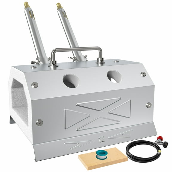 Gongyi Stainless Steel Propane Forge Kit Double Burner Smelting Furnace with 30PSIG Adjustable Hose