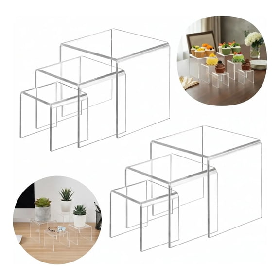 Gonice 6Count Acrylic Display Riser Stands, Cupcake and Candy Bar Holder for Dessert Table Party Decor
