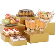 Gonice 6-Pack Gold Metal Nesting Cube Buffet Risers, Hollow-Bottom 5-10 inch Cake Stands for Wedding, Party, Catering and Dessert Table