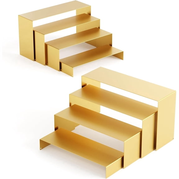 Gonice 8‑Pack Gold Matte Metal Display Stands, Multi‑Function Riser for Cupcake, Dessert Table, Perfume Organizer, Kitchen, Party, Buffet
