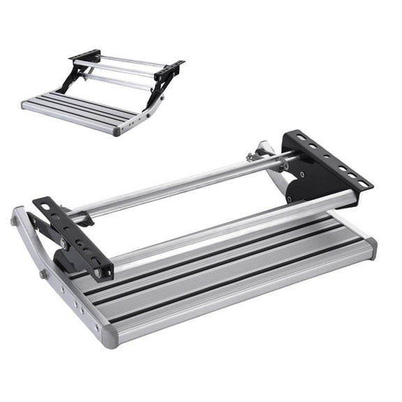 Gonipol Aluminum RV Steps RV Single Aluminum Step Silver Powder Coated Manual Steps for RVs Motorhomes Travel Trailers and Campervans honest