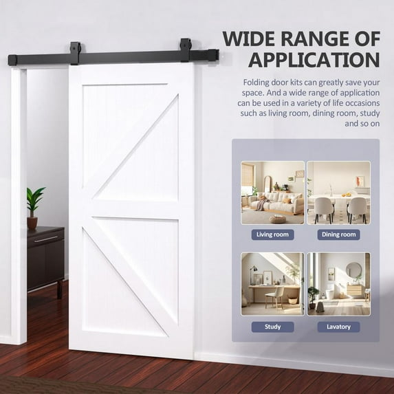 Gonipol Barn Door Hardware 70 Inches Black T Shape Barn Door Rail Hardwares Interior Barn Door Hardware Kit Sliding Barn Door Hardware for 4 Doors well made