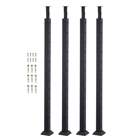 Gonipol Cable Deck Railing Kit 4PCS Lines Post Black Finish Stair Railing Lines Post Flat Top Deck Post for Deck Porch Courtyard accepted