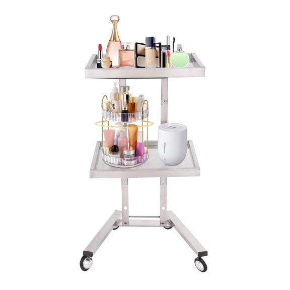 Gonipol Folding Tray Trolley Stainless Steel Rolling Cart Stylish and Elegant Beauty Hair Cart for Bathroom Kitchen Bedroom and Living Room excellent