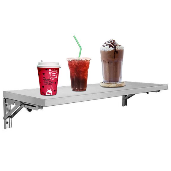 Gonipol Folding Concession Shelf Folding Stainless Steel Food Rack for Serving Foldable Design Concession Serving Shelf for Restaurant Utility Room Laundry Garage and Kitchen adorable