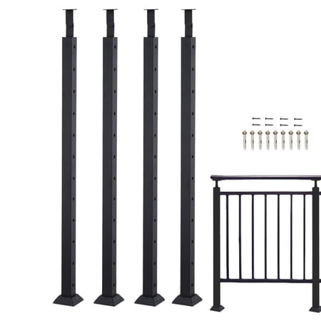 Gonipol Railing Post Railing Post in Carbon Steel Black Finish Stair Railing Lines Post Flat Top Deck Post for Deck Porch Courtyard very well