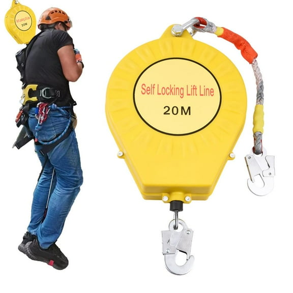 Gonipol Self-Retracting Lifeline 330LBS Load Retractable Cable Fall Arrester 65FT Steel Wire Rope Construction Roofing Safety Lanyard Worker Accessories helpful
