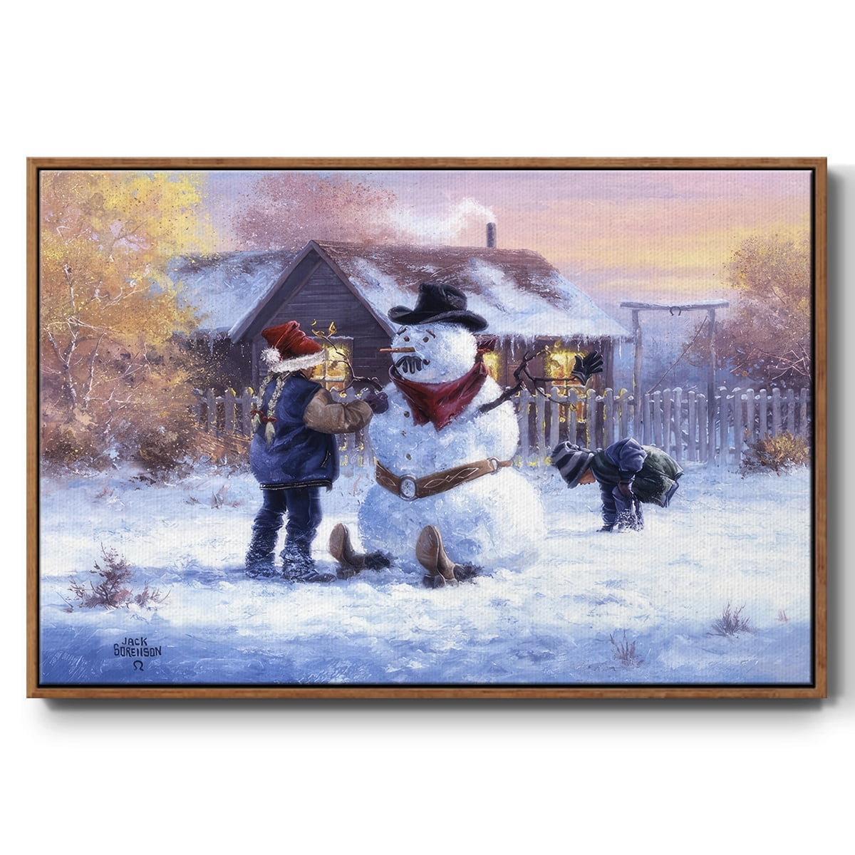 Gonna Be in Trouble - Framed Gallery Wrapped Holiday Canvas - 17 x 25 - Rosewood Frame
