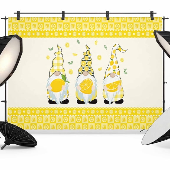 Gonome Yellow Backdrop for Photography, Lemon Plaid Photo Backdrop Portrait Background Party Banner Photo Backgrounds for Studio Booth Props, 12x8ft