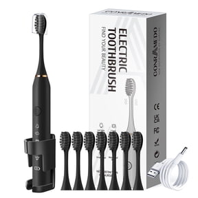 GonrAmedo Electric Toothbrush with 8 Brush Heads and 1 Bracket, 5 Modes 2 Min Timer IPX7 Waterproof Sonic Toothbrush, Oral Care Appliances Power Toothbrushes Suitable for Adult, Travel