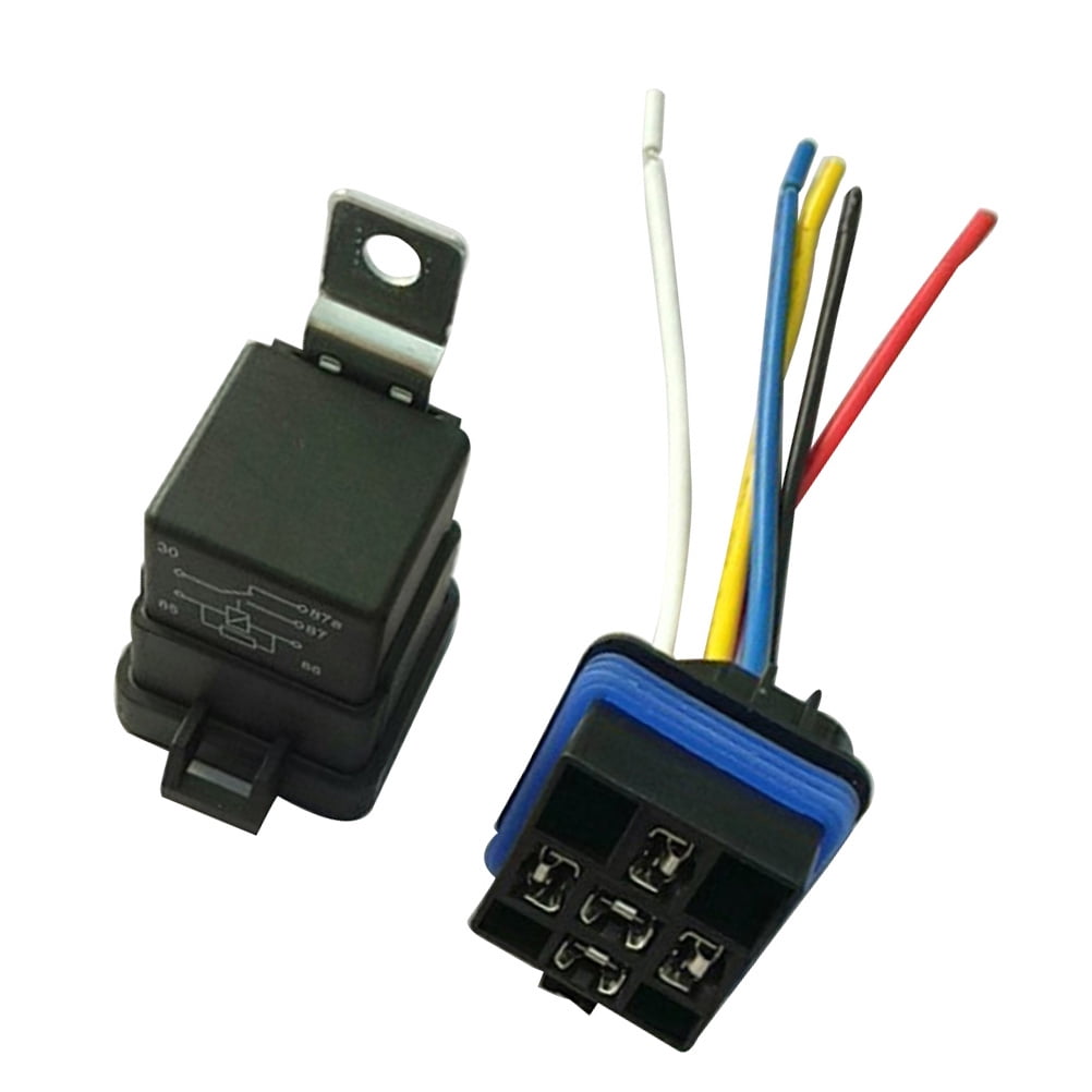 12V 40A 5 Pin Waterproof Relay Socket Base Holder with Wires for Auto ...