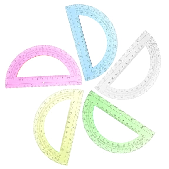 LEDMOMO 5Pcs Assorted Color Plastic Protractor Set for Measuring Drawing and Drafting Projects