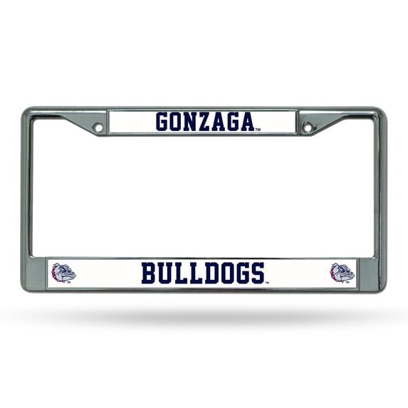 Gonzaga NCAA Bulldogs - 12" x 6" Standard Size - Chrome Metal License Plate Frame