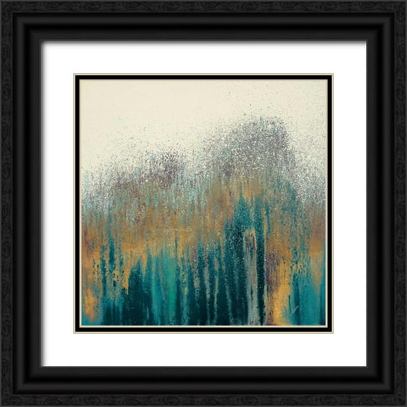 Gonzalez, Roberto 15x15 Black Ornate Wood Framed with Double Matting Museum Art Print Titled - Teal Woods with Gold Square