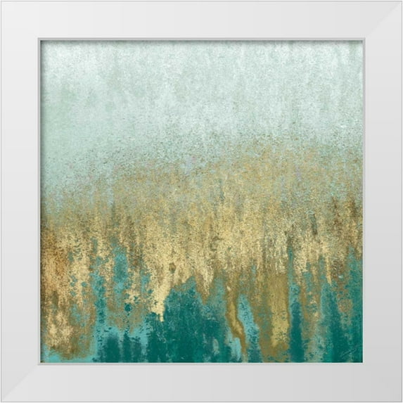 Gonzalez, Roberto 15x15 White Modern Wood Framed Museum Art Print Titled - Teal Woods In Gold II