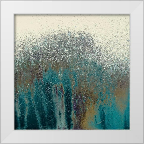 Gonzalez, Roberto 26x26 White Modern Wood Framed Museum Art Print Titled - Teal Woods II