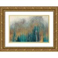 thumbnail image 1 of Gonzalez, Roberto 32x23 Gold Ornate Wood Framed with Double Matting Museum Art Print Titled - Teal Woods with Gold, 1 of 4