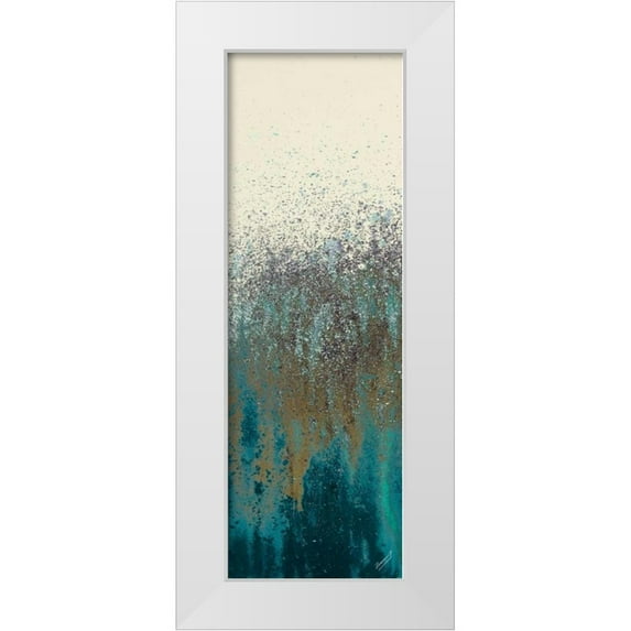 Gonzalez, Roberto 7x14 White Modern Wood Framed Museum Art Print Titled - Teal Woods II