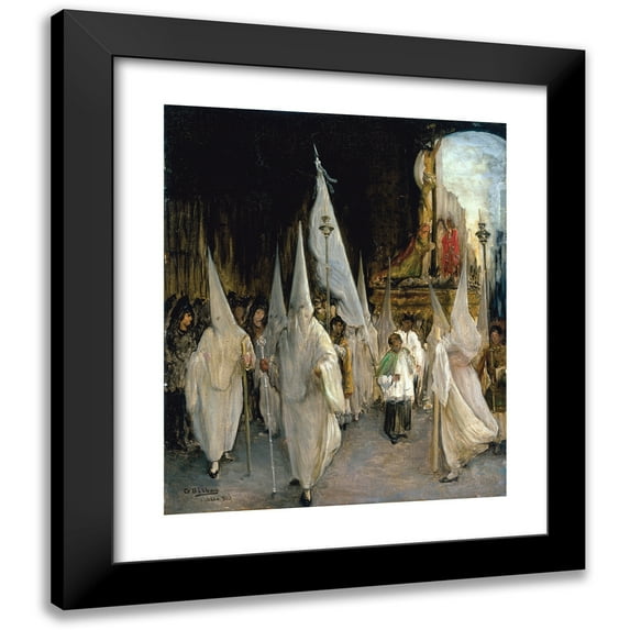 Gonzalo Bilbao Martínez 15x18 Black Modern Framed Museum Art Print Titled - Procession of the Seven Words (1902)