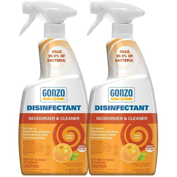 Gonzo Natural Magic Disinfectant Spray & Multipurpose Cleaner - Citrus - 24 Ounce (2 Pack)