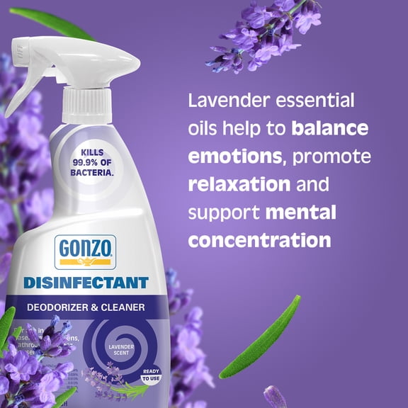 Gonzo Natural Magic Disinfectant Spray & Multipurpose Cleaner - Lavender - 24 Ounce (2 Pack)