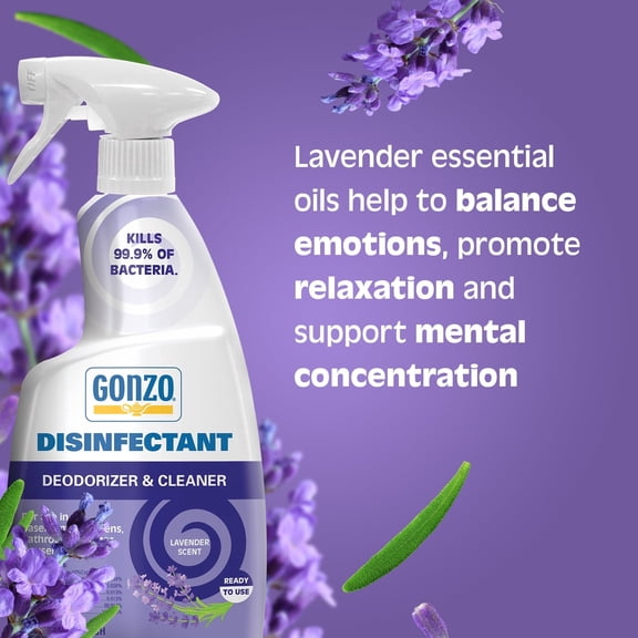 Gonzo Natural Magic Disinfectant Spray & Multipurpose Cleaner - Lavender - 24 Ounce (2 Pack)