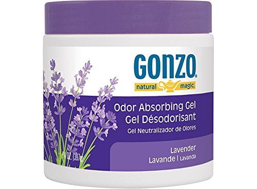 Gonzo Odor Absorbing Gel - Odor Eliminator for Car RV Closet Bathroom Pet Area Attic & More - Captures and Absorbs Smoke Mold and Other Odors - 14 Ounce, Lavender