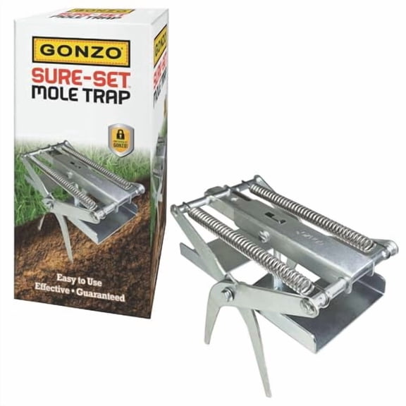 Gonzo Sure-Set Heavy Duty Zinc Plated Steel Mole Killer Trap - In-Ground Scissor Mole Traps with Sensitive Trigger & Powerful Spring-Loaded Design - No Bait Required