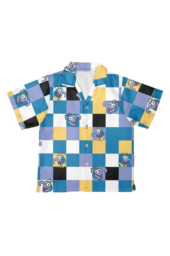 Gonzo the Great Checkerboard Hawaiian Shirt, The Muppet Show Button Down Shirt, Disney The Muppet Show shirt