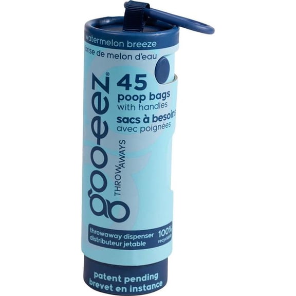 Goo-Eez GZ3029 WAT3 OS Compact Eco-Friendly Poop Bag with Dispenser, Watermelon Bree - 45 Count