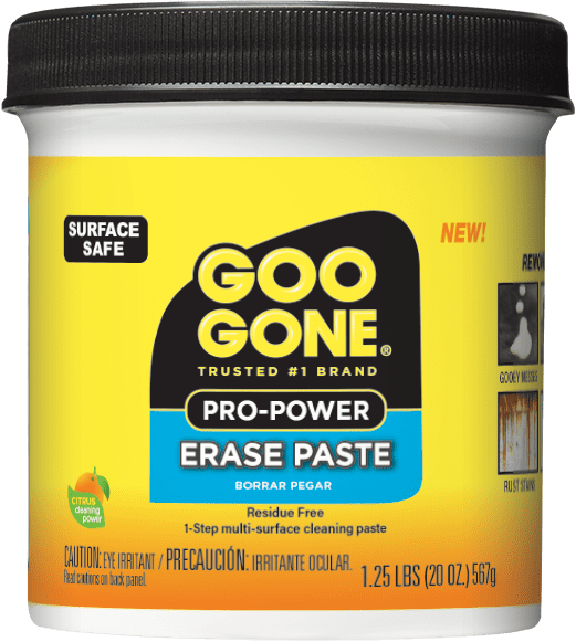 Goo Gone Pro-Power Erase Paste, Cleaning Product for Metal, Countertops, Porcelain, Tile & More, Surface Safe, Removes Gooey Messes, Grease, Adhesives & Rust Stains, Residue Free, 20 Oz.