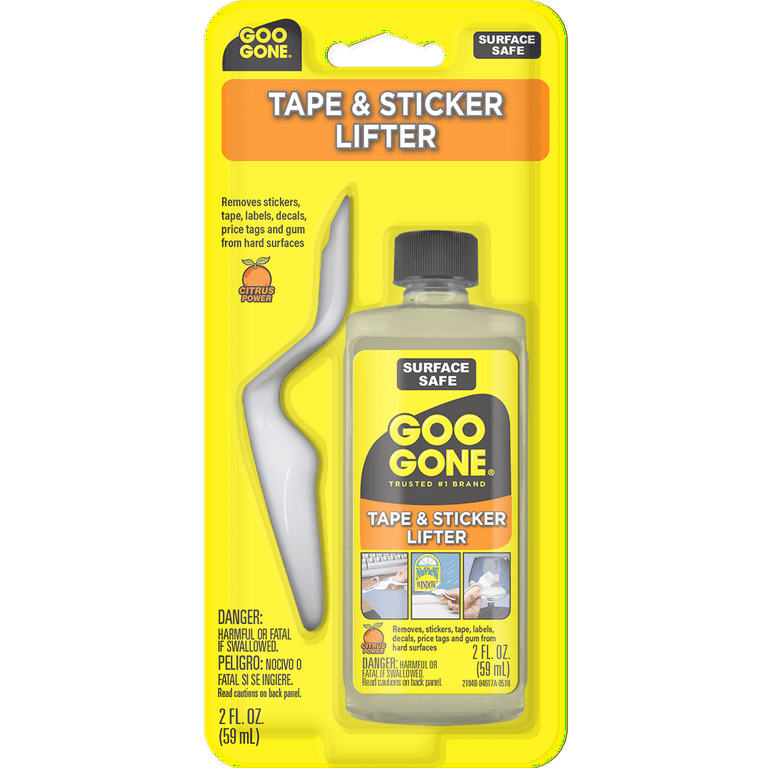 Goo Gone Adhesive Remover Spray Gel - 2 Pack and Sticker Lifter - Removes  Chewing Gum Grease Tar Stickers Labels Tape Residue Oil Blood Lipstick