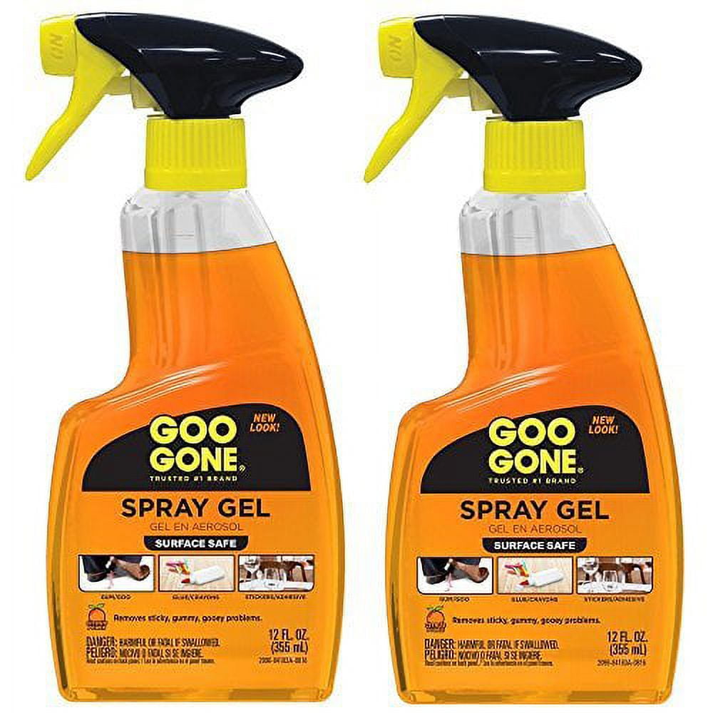  Goo Gone Adhesive Remover Original Spray Gel - Removes Chewing  Gum, Grease, Tar, Stickers, Labels, Tape Residue, Oil, Blood, Lipstick,  Mascara, Shoe Polish, Crayon - 12 Ounce : Health & Household