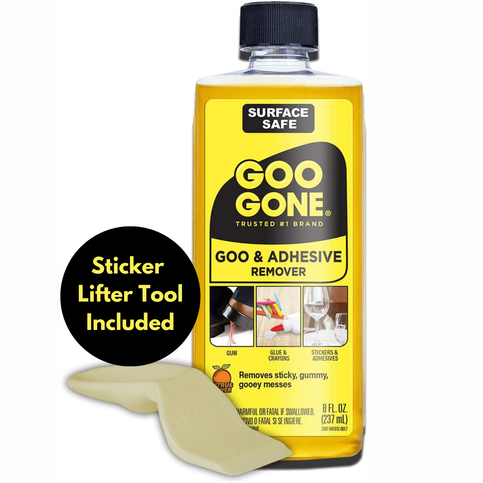Goo Gone Adhesive Remover Kit with Sticker Lifter Tool, Surface Safe, Multi-Use - 8 oz