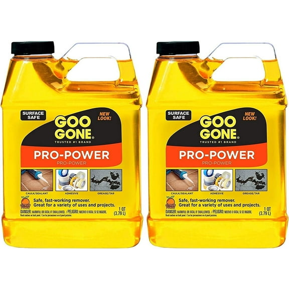 Goo Gone Pro-Power - 32 Ounce 2 Pack - Professional Strength Adhesive Remover, Removes Stickers, Tape, Grease and More