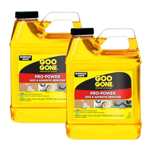 Goo Gone Pro-Power - 32 Ounce 2 Pack - Professional Strength Adhesive Remover, Removes Stickers, Tape, Grease and More