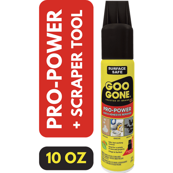 Goo Gone Pro-Power Adhesive & Goo Remover Aerosol with Scraper Tool Cap,  On-The-Go Use, 10 oz.