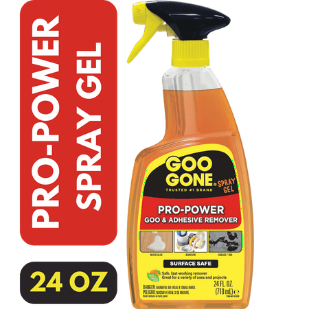 Goo Gone Pro-Power Heavy Duty Tape, Adhesive & Grease Remover Spray Gel, Orange Citrus Scent, 24 oz, 1 count