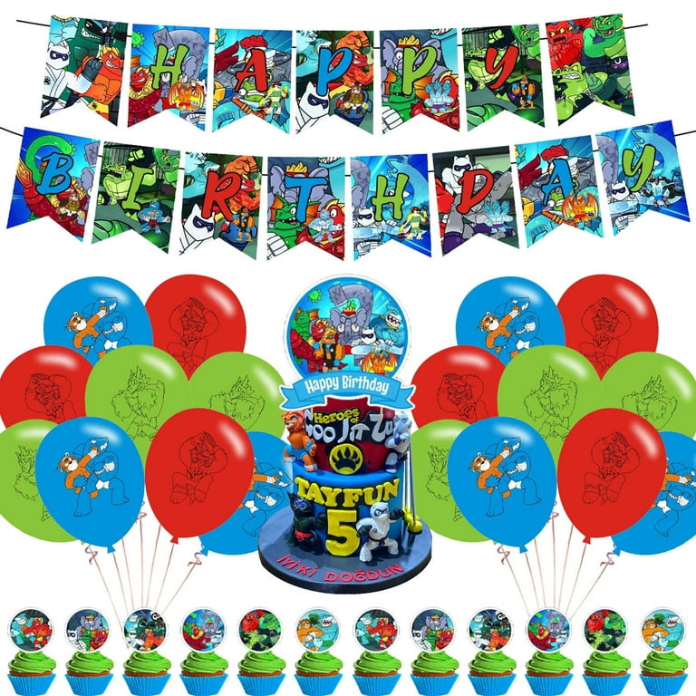 Birthday Party Decorations,Cartoon Theme Party Supplies for Kids Adults  with Happy Birthday Banner Cake Topper Cupcake Toppers Ballons Foil  Balloons