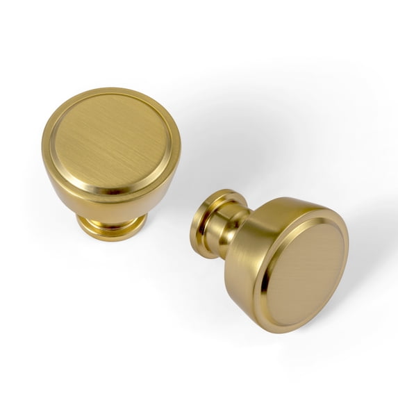 Goo-Ki 1.23 Inches Diameter Brushed Gold Kitchen Cabinet Knobs, Modern Drawer Handles Closet Classic Kitchen Hardware for Bedroom, 6 Pack